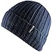 CAMOLAND Men's Fleece Wool Cable Knit Winter Beanie Hat(Navy)