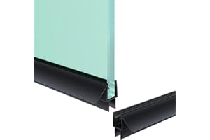BOUGAINORA Shower Door Bottom Seal Strip, 2PCS Seal Strip, Clear PVC, 36" Length, Fits 10mm Thick Glass, Prevents Leaks, Easy Installation, No Adhesive Required (Black, 36in for 3/8"(10mm))