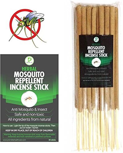 Citronella Mosquito Repellent Incense Sticks by Premilita Healthcare Natural-Harmless Plant Based Insect Protection-Keep Bugs Away 20 sticks