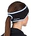 TrailHeads Women’s Ponytail Headband | Fleece Earband | Winter Running Headband - black/true blue