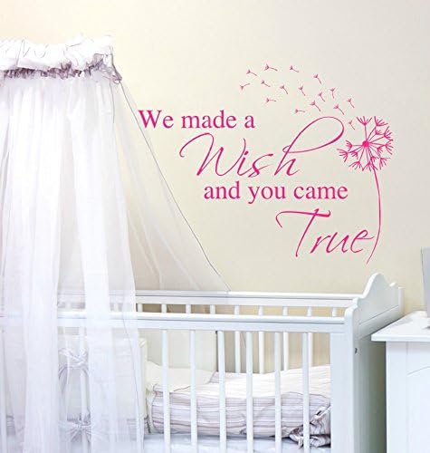 Nursery Dandelion Decal - We Made a Wish and You Came True - Baby Shower Gift - Nursery Room Decor - Dandelion Nursery Vinyl Wall Decor (Brown,22X30 Inch)