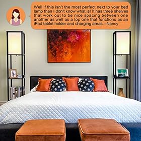 SHINE HAI 3-in-1 Shelf Floor Lamp with 2 USB Ports and 1 Power Outlet, 3-Tiered LED Shelf Floor Lamp, Shelf & Storage… 51Mwm3yxzgL