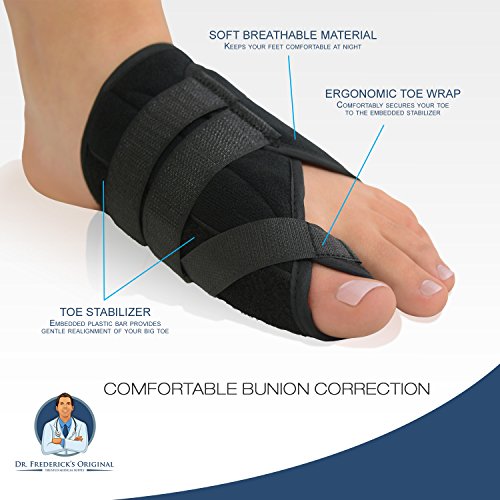 Dr. Frederick's Original Nighttime Bunion Splints - 2 Double-Stitched Velcro Bunion Correctors - Bunion Relief for Bedtime - for Men & Women
