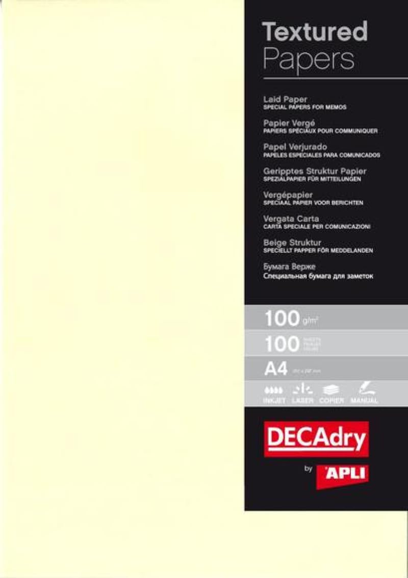 APLI 012369 100 g Pack of 100 A4 Sheets – Cream
