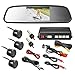 DALLUX Rearview Mirror Monitor Video Parking Sensor Kit,car Reverse Backup Radar,Black Sensor with 4.3 Inch Rearview Mirror Monitor Backup Reverse HD Night Vision Camera Parking Sensor kit