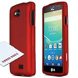 LG Transpyre/ Tribute Protective Rubberized Hard Case - Anti-Slip Matte Rubber Material [Slim and Perfect Fitting LG Transpyre/ Tribute (2014) Case] [Red]
