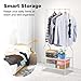 LANGRIA Heavy Duty Commercial Grade Clothing Garment Rack, 2-Tier Entryway Metal Coat Rack and Shoe Bench Storage Stand with Single Rod and 4 Hooks for Home Office Bedroom Max Capacity 66.1lbs, White