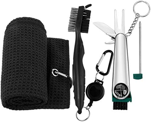 fidget pencil Golf Accessories Kit, Golf Brush Golf Towel with Clips Golf Foldable Divot Repair Tool with Golf Marker, 3-Piece Golf Gifts Set