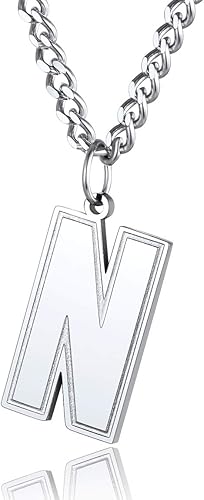 Amazon Chainspro シルバー ネックレス メンズ シンプル イニシャル N アルファベット ペンダント ヒップホップ アクセサリー ネックレス 通販