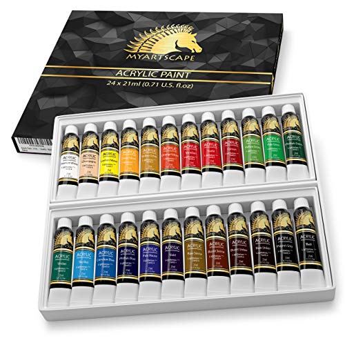Acrylic Paint Set 24 x 21ml Tubes Lightfast Heavy Body Great