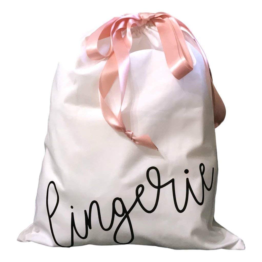 Lingerie Travel Bag with Blush Drawstring Handmade