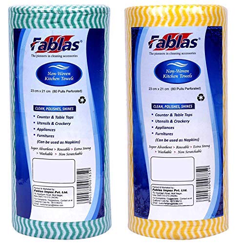 Fablas Non-Woven Mulitpurpose Kitchen Towel Roll 80 Pull (Pack of 2)