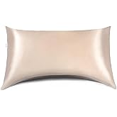 Curved Pillow Case, Side Sleeper Pillowcase, Champange Satin Pillowcase Cover with Zipper, Breathable and Soft, Queen Size 20 x 30 Inches