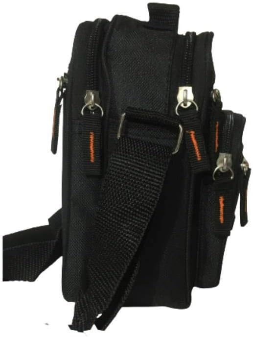 Diffusion Unisex Multi Purpose Multi Pocket Mini Shoulder Organizer Handbag Travel Holiday Utility Work Bag Handy Men's Body Bag (Black) - Image 5