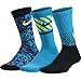 Nike Boys Graphic Cotton Cushion Crew 3 Pack Sock (Blue, Light Blue, Black, Volt)