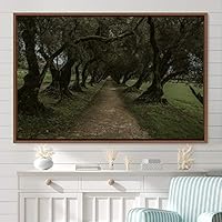 Framed Canvas Wall Art Rustic Woods Brown Dark Dramatic Forest Group Nature Photography Realism - 16x24 inches