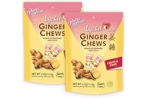 Prince of Peace Ginger Chews with Lychee, 4 oz. – Candied Ginger – Lychee Flavored Candy – Lychee Ginger Chews – 2 Pack