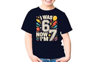 Funny Seven Year Old Birthday I was 6 Now Im 7 Six Seven Kids Shirt Gift Girl Boy