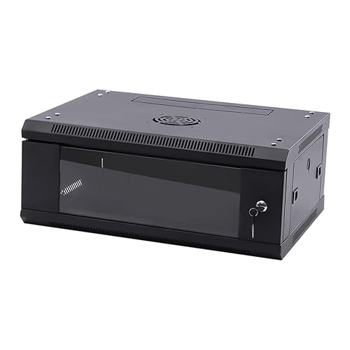 Network Cabinet, 4U Wall Mount Rack Server Cabinet with 2 Keys, Black ...