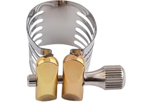 Metal Adjustable Saxophone Ligature for Alto Tenor Soprano Mouthpiece, Stainless Steel with Single Screw Design, Compatible w