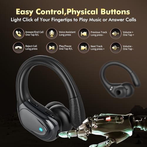 Wireless Earbuds, Sports Bluetooth Headphones, 80Hrs Playtime Ear Buds with LED Power Display, Noise Canceling Headset, IPX7 Waterproof Earphones for Workout/Running
