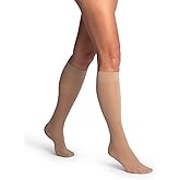 SIGVARIS Women's DYNAVEN Sheer Calf Compression Socks, 20-30mmHg, ML - Medium Long, Beige