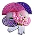 Butterfly Twinkles Girls Tea Party Hats Dress Up Play Set For 2 with Sun Hats Gloves Hand Sequined Fans - Pink, Purple