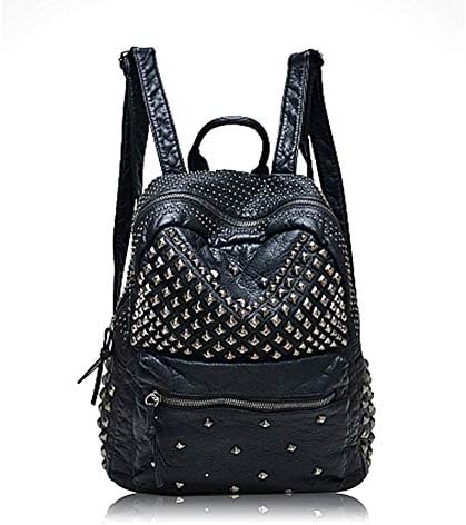 Yoome Backpack with Rivet Studded Washed Leather Casual School Bookbag Ladies Shoulder Bag Purse