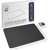 Robinuspc Stone Bath Mat, Quick Drying Bath Mat for Bathroom, Diatomaceous Earth Mat, Quick Dry Shower Mat, Fast Absorbent, Elegant Design, Easy to Clean - Black 23.6×15.35