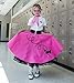 Hip Hop 50's Shop 1950s Girls 4 Piece Poodle Skirt Costume Outfit for Kids with Accessories (glasses, socks, scarf) (Child Medium Hot Pink)