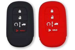 Autobase Silicone Key Fob Cover for 2022 2023 2024 2025 2026 Honda Civic Accord HR-V CR-V Sport SI EX EX-L Touring | 2026 Car Accessory | Key Protection Case - 2 Pcs (Black & Red)