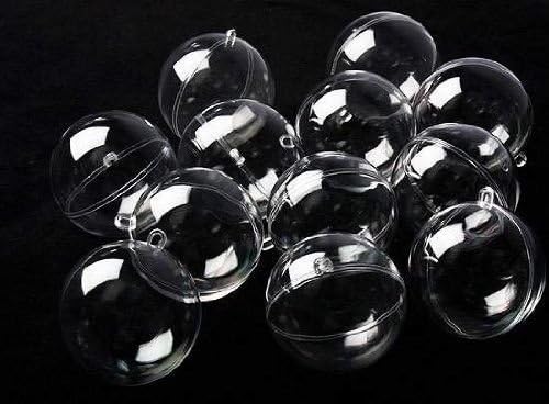 Pack of 10 Clear Plastic Acrylic Fillable Ball Ornament (60mm)