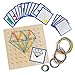 kizh Wooden Geoboard Mathematical Manipulative Material Graphical Educational Toys Array Block Geo Board with 24 Pcs Pattern Cards and Rubber Bands STEM Puzzle Matrix 8x8 Brain Teaser Toys