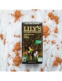 Barra de chocolate extra oscuro de Lily's Sweets | Stevia endulzado, sin azúcar añadido, bajo en carbohidratos, apto para Keto | 70% Cacao | Comercio justo, sin gluten y sin OMG | 3 onzas