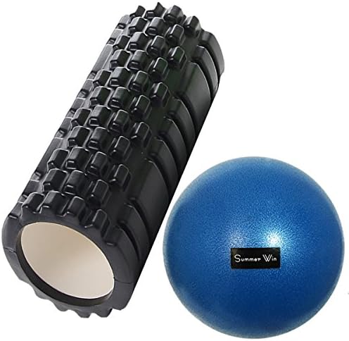 Summer Win Foam Roller Set 2-in-1 Includes High Density Foam Roller and Yoga Ball for Self Massage Yoga Crossfit