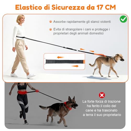 X XBEN 4-in-1 Hands Free Dog Leash, Running Leash for Dogs with Waist Belt and Double Handles, Multifunctional Leashes for Medium and Large Dogs, Anti-Pull 0.8-2.2M