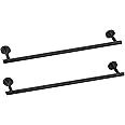 Cilee 2 Pieces Matte Black Bathroom Towel Bar, 16 Inch Double Towel Racks,Bathroom Towel Holder Towel Hanger for Bathroom Stainless Steel Wall Mount
