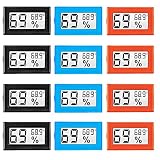 LinkDm 12 Pack Mini Digital Electronic Temperature Humidity Meters Gauge Indoor Thermometer Hygrometer LCD Display Fahrenheit (℉) for Humidors, Greenhouse, Garden, Cellar, Fridge, Closet