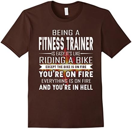 Mens being a Fitness Trainer like riding a bike on fire hell 2XL Brown