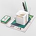 All-in-One Pop-up Note & Roll Sticky Note Dispenser Assorted Index Flag Dispenser Paper Clip Tub Desk Organizer (Light Grey)