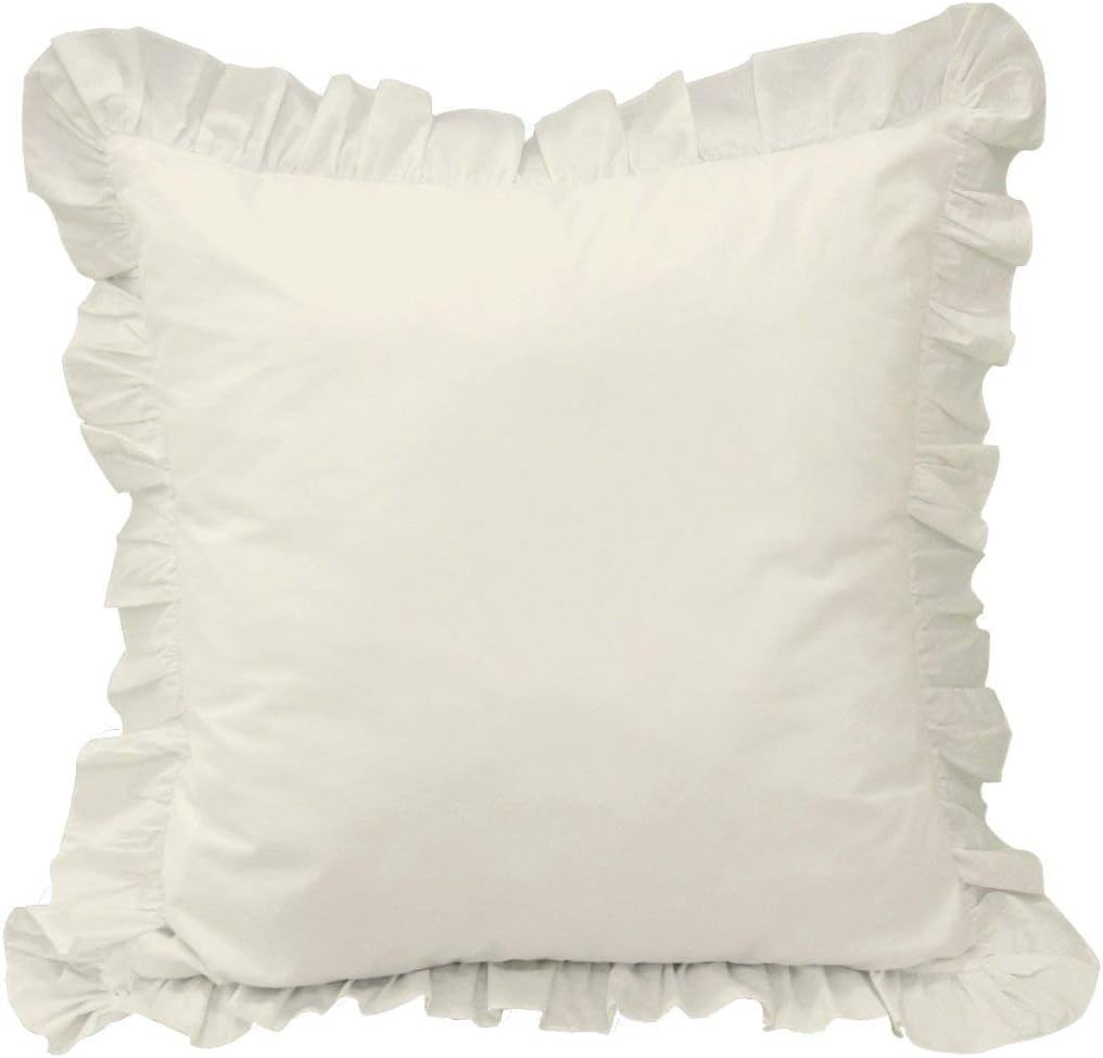 Idea Linen Ivory European Square Pillow Shams Set of 2 Edge