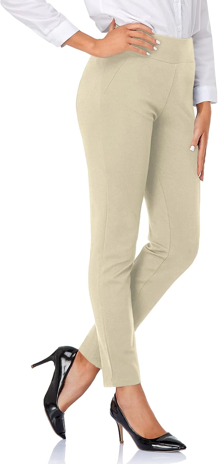 Tapata Women's Skinny Dress Pants Office Business Pants 26\", Sandstone