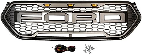 Ford Escape/Kuga Sport Mesh Front Bumper Grille, Raptor Style, Charcoal Gray, Compatable with Ford Escape/Kuga 2016-17