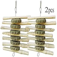Bunny Chew Toys for Teeth Grinding,Rabbit Toys Chinchilla Treats Organic Bamboo Sticks Natural Toys for Rabbits Guinea Pigs Hamsters 2 Pack