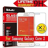 Galaxy Core 2 Glass Screen Protector, (G355 G355M) AnoKe[Lifetime Warranty](0.3mm 9H 2.5D) Best Tempered Glass Screen Protector Film Shield Guard For Samsung Galaxy Core 2, G355H Glass 2Pack