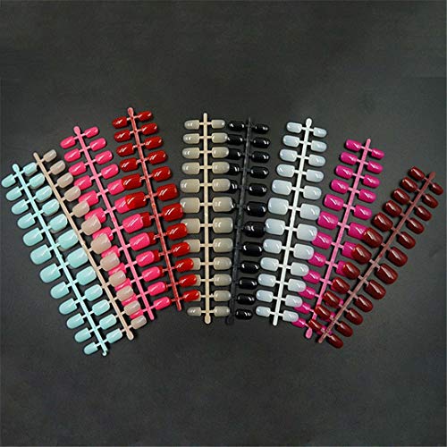120Pcs Short False Nails 12 Color Fake Nails ABS Artificial Finger Press On Short Square Nail Art Decorations Made Up E131 Ruby Red
