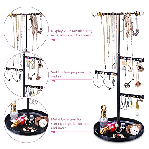 Keebofly Jewelry Tree Stand Organizer Metal Necklace Organizer