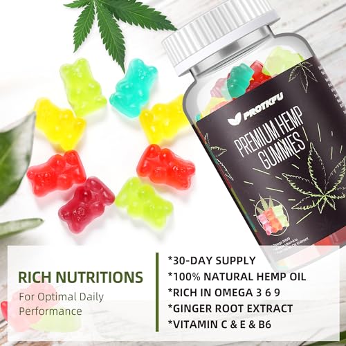 PREMIUM HEMP GUMMIES – 120 COUNTS FRUITY GUMMY BEAR WITH HEMP OIL HIGH POTENCY FOR DEEP AND HEALTHY BЕDTIME – OMEGA 3 SUPPLEMENT WITH HEMP OIL
