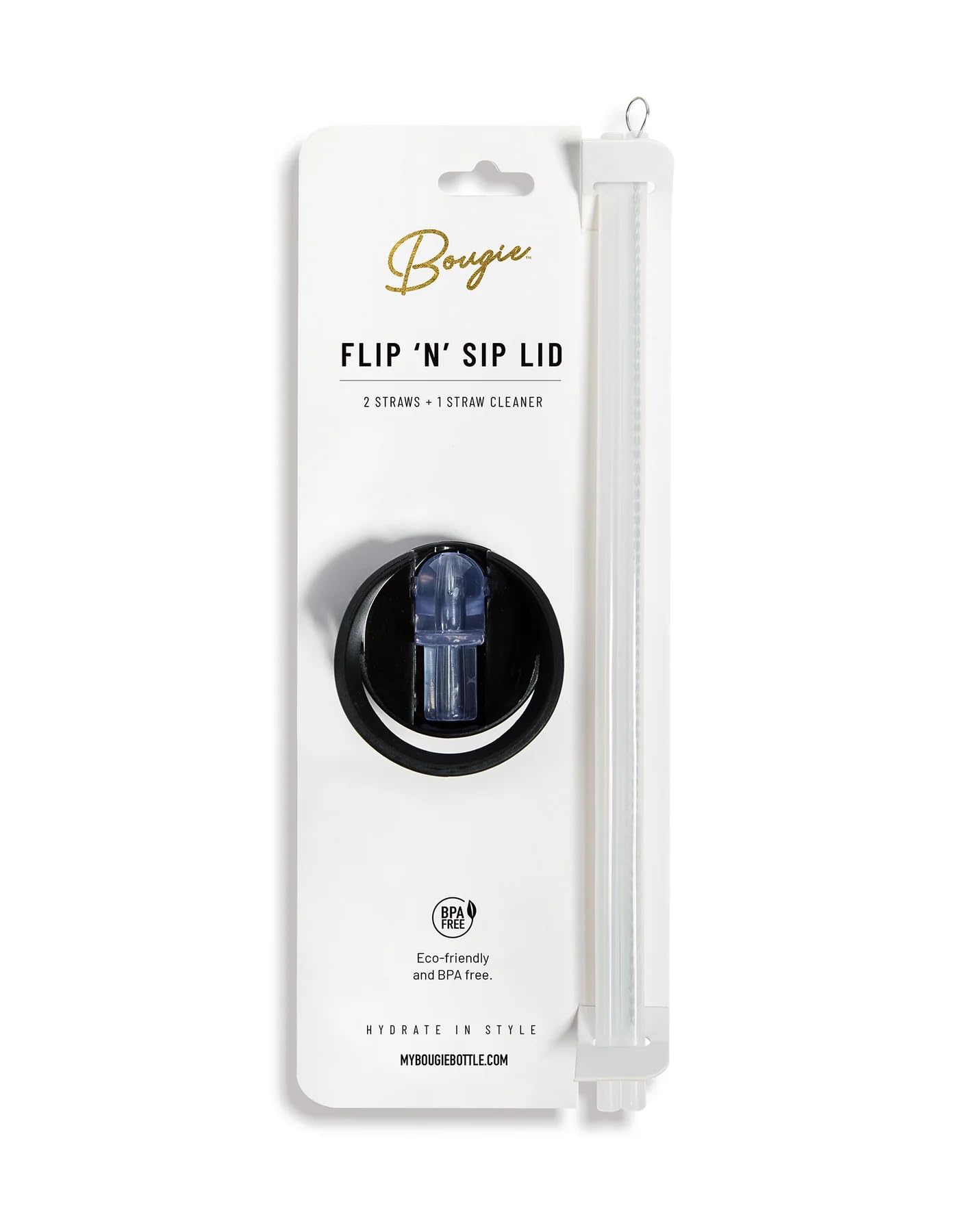Photo 1 of Bougie Flip N Sip Lid, Black, 2 Straws Plus 1 Cleaner, Kitchen Décor