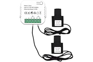 Luejnbogty Tuya Smart ZigBee Meter 2 Way Bidirectional with Current Sensor Clamp App Monitor Power 100-240VAC,2 Channels 2CT 